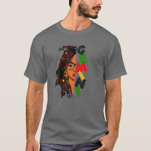 Gemini Girl Afro Locs Girl Zodiac Signs Geburtstag T-Shirt