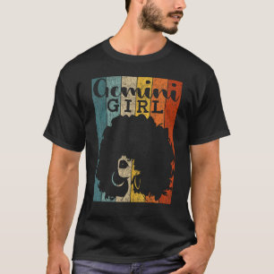 Gemini Girl Afro Natural Hair Diva Black Woman Zod T-Shirt