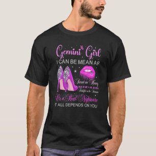 Gemini Girl Birthday High Heels Tropfen Lippen Hin T-Shirt