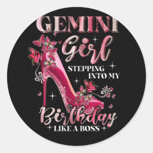 Gemini Girl tritt in meinen Geburtstag ein wie ein Runder Aufkleber
