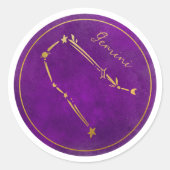Gemini Gold Foil Zodiac Sign Constellation Runder Aufkleber (Vorderseite)