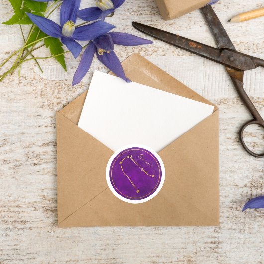 Gemini Gold Foil Zodiac Sign Constellation Runder Aufkleber