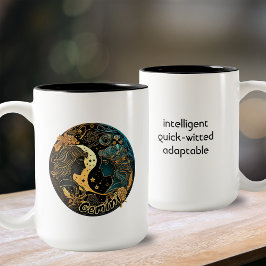 Gemini Gold und Black Watercolor Zodiac Zweifarbige Tasse