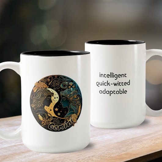 Gemini Gold und Black Watercolor Zodiac Zweifarbige Tasse