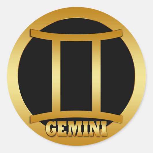 GEMINI GOLD ZODIAC SIGN RUNDER AUFKLEBER (Vorderseite)