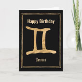 Gemini Gold Zodiakastrologie Glücklich Geburtstag Karte (Vorderseite)