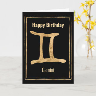 Gemini Gold Zodiakastrologie Glücklich Geburtstag Karte
