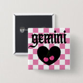 Gemini Gothic Ästhetik Schachbrett-Kirschen-Design Button (Vorne & Hinten)