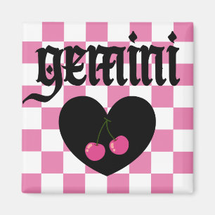 Gemini-Gotik-Ästhetik-Karo-Kirschen-Design Magnet