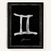Gemini Hammersilber stilisierte Astrologie-Symbol  Notizblock (Vorderseite)