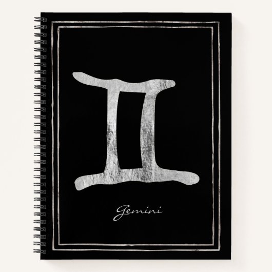 Gemini Hammersilber stilisierte Astrologie-Symbol  Notizblock (Vorderseite)