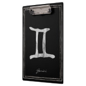 Gemini Hammersilber stylisierte Astrologie-Symbol Klemmbrett (Links)