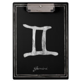 Gemini Hammersilber stylisierte Astrologie-Symbol Klemmbrett (Vorderseite)