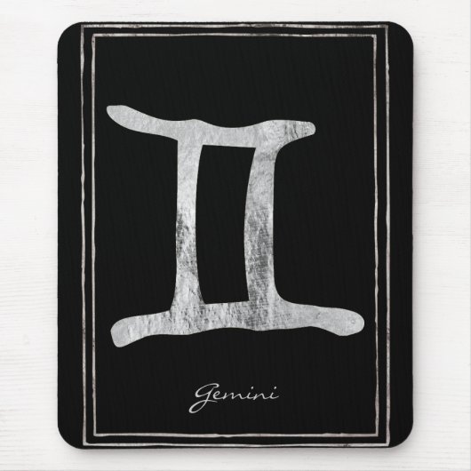 Gemini Hammersilber stylisierte Astrologie-Symbol Mousepad (Vorne)