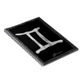 Gemini Hammersilber stylisierte Astrologie-Symbol Notizblock (Rechte Seite)