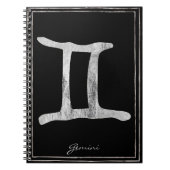 Gemini Hammersilber stylisierte Astrologie-Symbol Notizblock (Vorderseite)