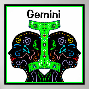 Gemini Hand  Drawn Art Horoscope Sign Poster