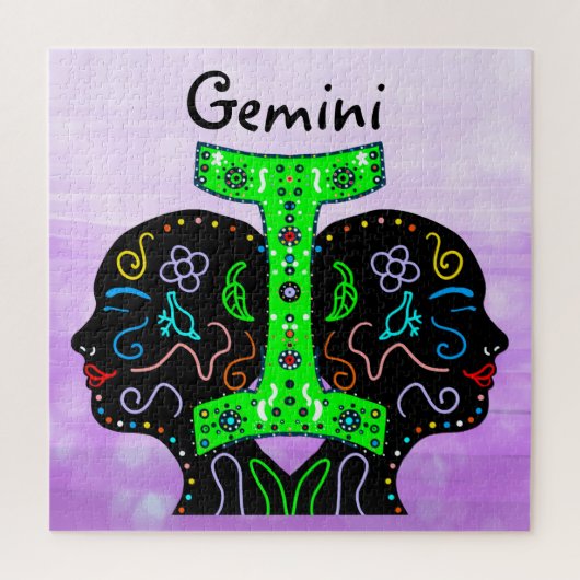 Gemini Handgezeichnetes Horoskop Zeichen Puzzle (Vertikal)