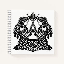 Gemini — Haunted Ink Zodiac Twins T‑Shirt Notizblock