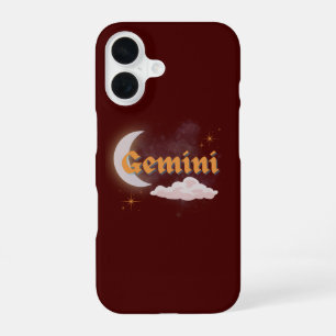 Gemini Himmelsmond Wolken Sterne Astrologie Kunst iPhone 16 Hülle