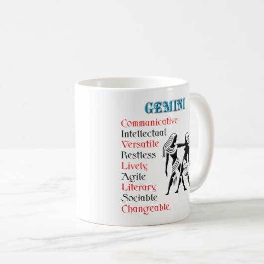 Gemini Horoscope Zodiac Sign Kaffeetasse (VorderseiteRechts)