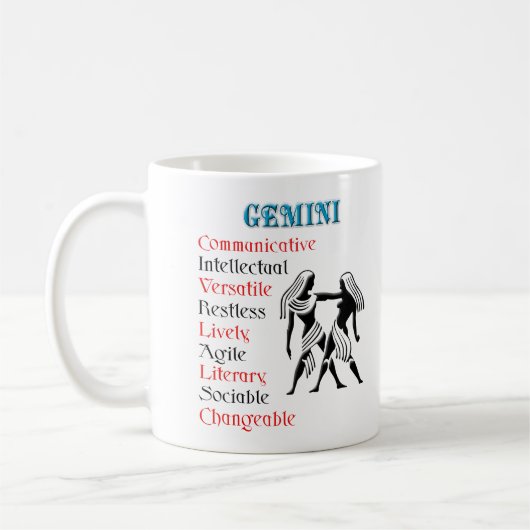 Gemini Horoscope Zodiac Sign Kaffeetasse (Links)