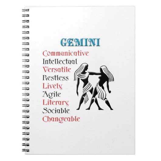 Gemini Horoscope Zodiac Sign Notizblock (Vorderseite)