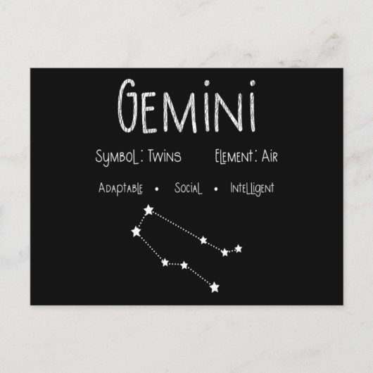 Gemini Horoskop Astrologie Star Geburt Geburtstags Postkarte (Vorderseite)