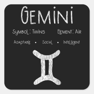 Gemini Horoskop Astrologie Star Geburt Geburtstags Quadratischer Aufkleber