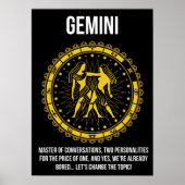 Gemini - Horoskop, Funny Zodiac-Zeichen-Spaß Poster (Vorne)