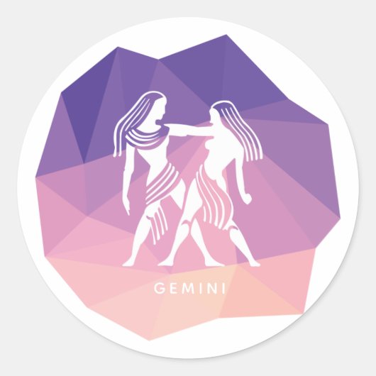 Gemini Horoskop signiert moderne Rundkleber. Runder Aufkleber (Vorderseite)