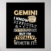 Gemini ich weiß, ich kann schwierig und stur sein, poster (Vorne)