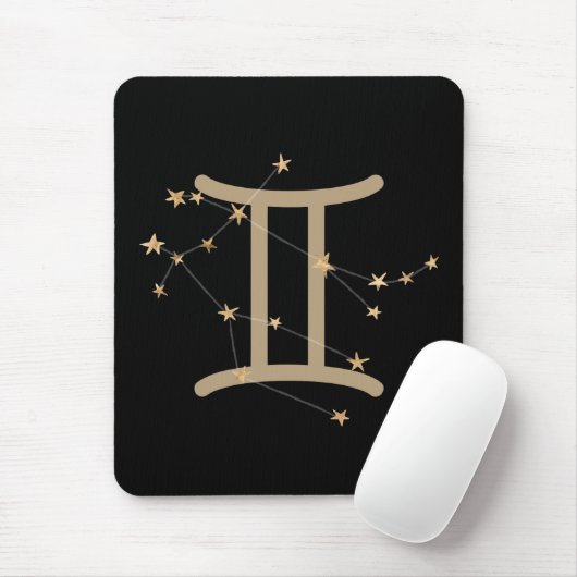 Gemini-Imitate mit schwarzer und goldener Astrolog Mousepad (Mit Mouse)