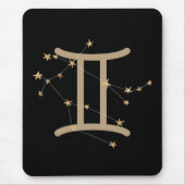 Gemini-Imitate mit schwarzer und goldener Astrolog Mousepad (Vorne)
