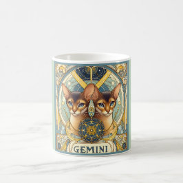 Gemini Inquisitive Katze Zodiac Art Nouveau Kaffeetasse