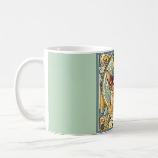 Gemini Inquisitive Katze Zodiac Art Nouveau Kaffeetasse (Links)