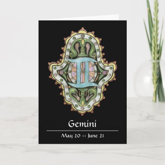 Gemini Khamsa Note Card Karte (Vorderseite)