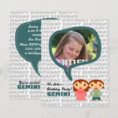Gemini Kids Party Einladung mit Foto (Vorne/Hinten)
