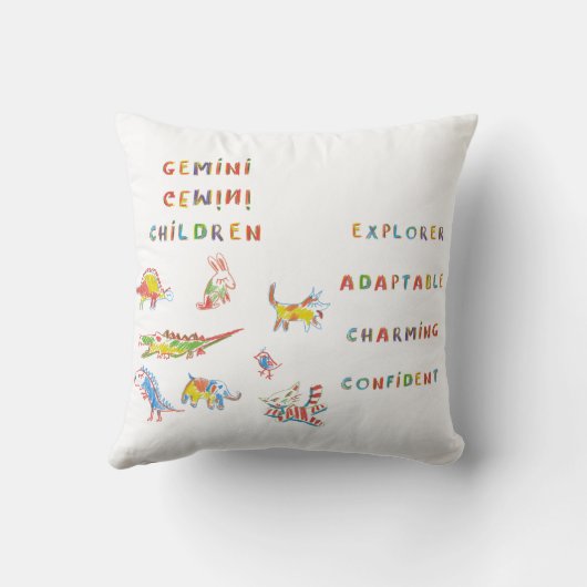 Gemini Kinderastrologie Zodiac Pillow Kissen (Rückseite)