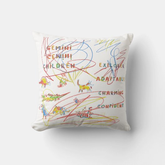Gemini Kinderastrologie Zodiac Pillow Kissen (Vorderseite)