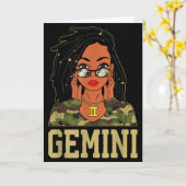 Gemini Loc'd Hair Sy Black Woman Camo Melanin Girl Karte (Gelbe Blume)