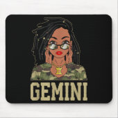 Gemini Loc'd Hair Sy Black Woman Camo Melanin Girl Mousepad (Vorne)