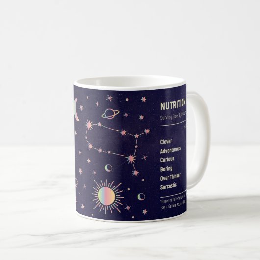 Gemini lustige Ernährungsfakte zodiakische Konstel Kaffeetasse (VorderseiteRechts)