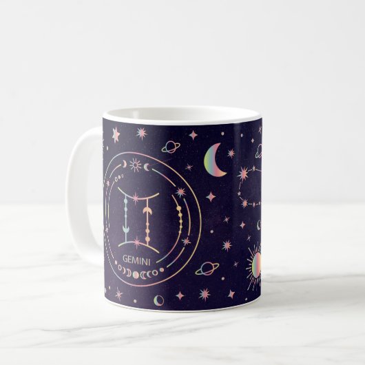 Gemini lustige Ernährungsfakte zodiakische Konstel Kaffeetasse (Vorderseite Links)