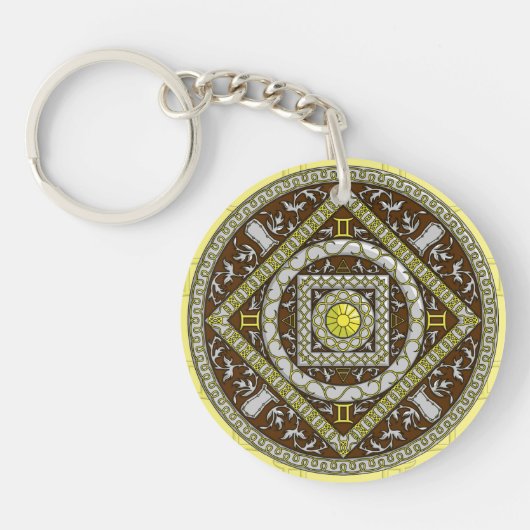 Gemini Mandala Acrylic Schlüsselanhänger (Vorderseite)