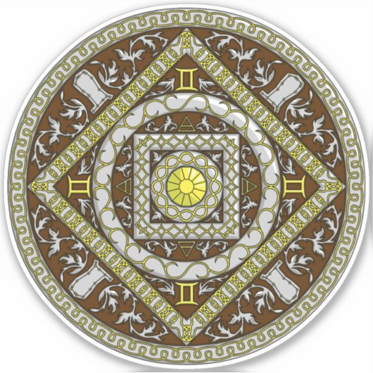 Gemini Mandala Contour Sticker (Vorderseite)