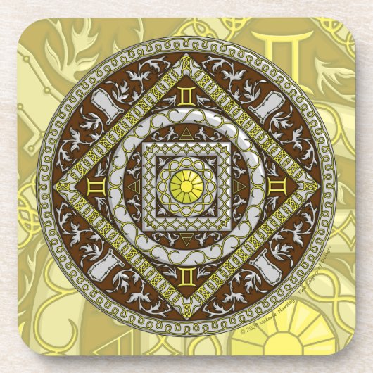 Gemini Mandala Square Untersetzer (Vorderseite)
