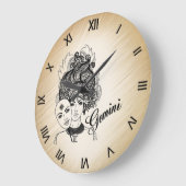 Gemini Masked Lady Zodiac Große Wanduhr (Winkel)