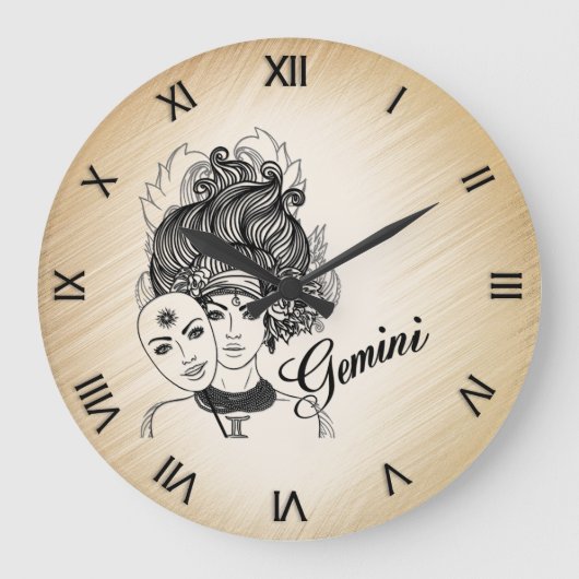 Gemini Masked Lady Zodiac Große Wanduhr (Vorderseite)