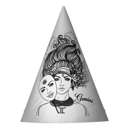 Gemini Masked Lady Zodiac Partyhütchen (Vorderseite)